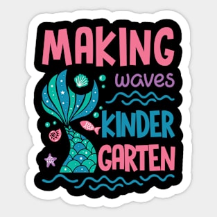 Making Waves In kindergarten Mermaid Back To School Gift For Boy Girl Kids Sticker